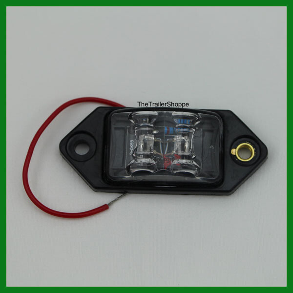 Red  2 LED Marker Clearance Light Enclosed Trailer Clear Lens Surface Mount