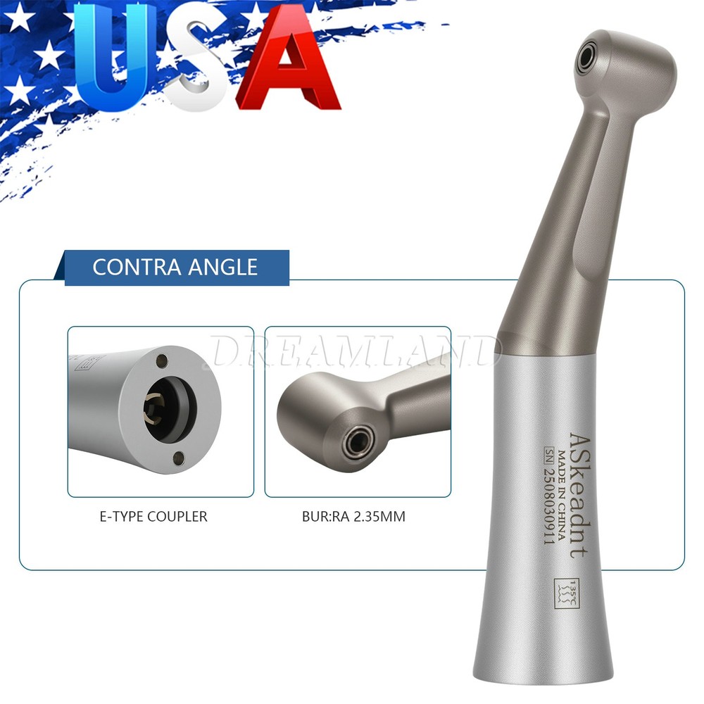 Dental 1:1 Slow Low Speed Contra Angle Handpiece E-Type Push Button