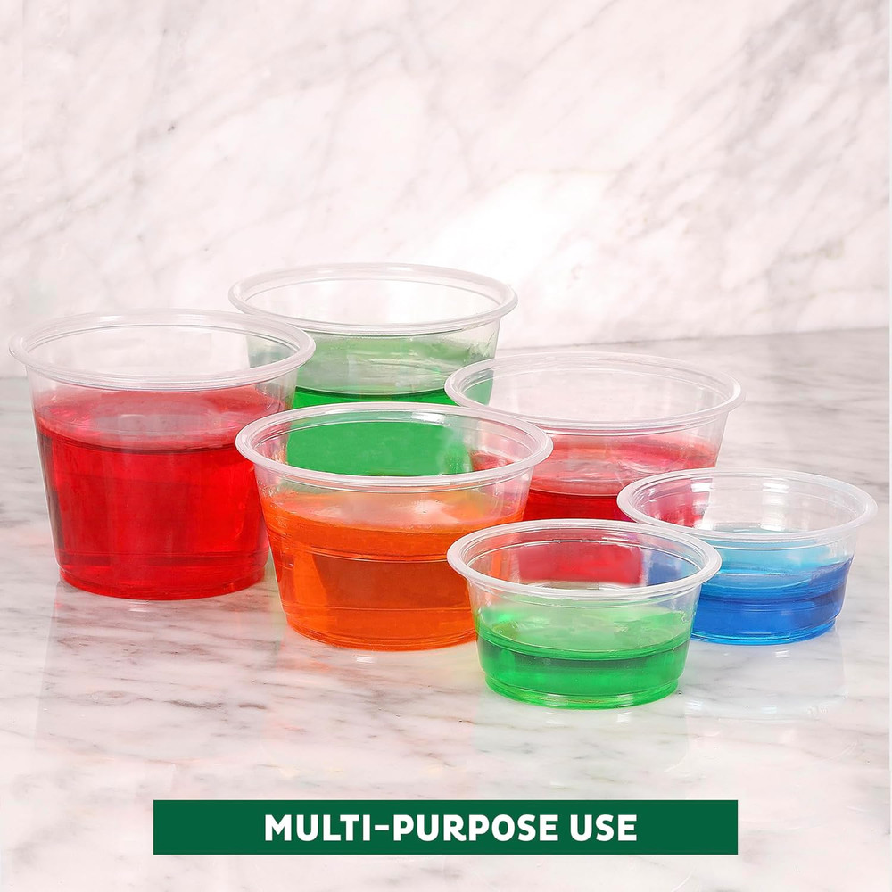 Freshware Plastic Portion Cups with Lids [2 Ounce, 200 Set] Disposable Plastic C