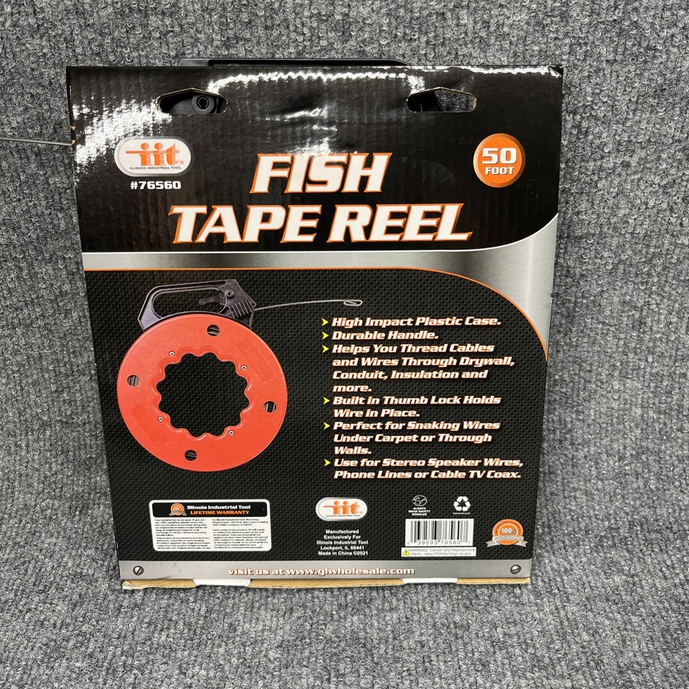 IIT Fish Tape Reel 50' Foot Cable & Wire Pulling Tool Home Electrical Tools