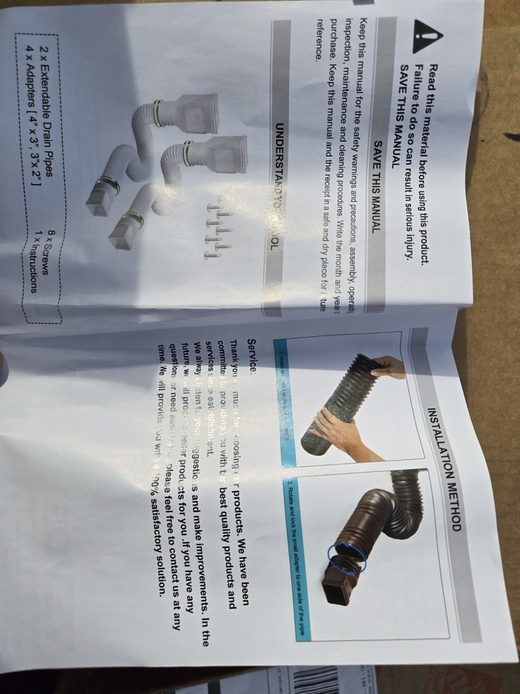 Vevor Corrugated Drain Pipe With Adapters