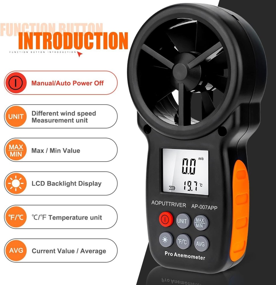 BTMETER Digital Handheld Wind Speed Meter for Wind Chill, Air Velocity Bluetooth