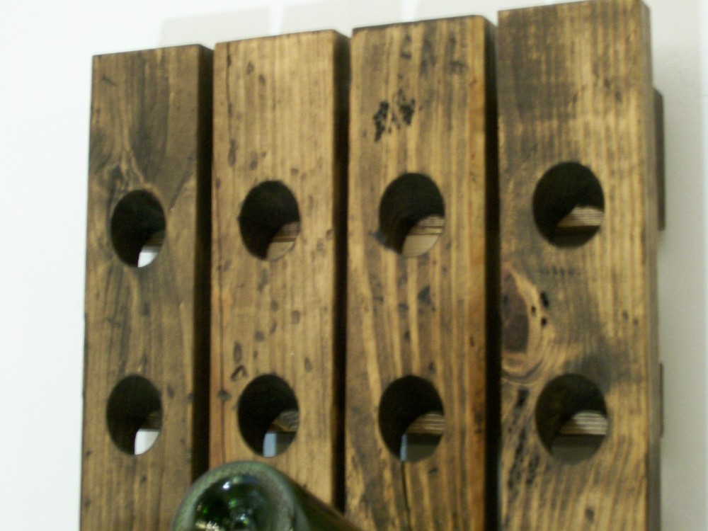 Matched Set: 2 Wood Wine Racks Distressed Wood