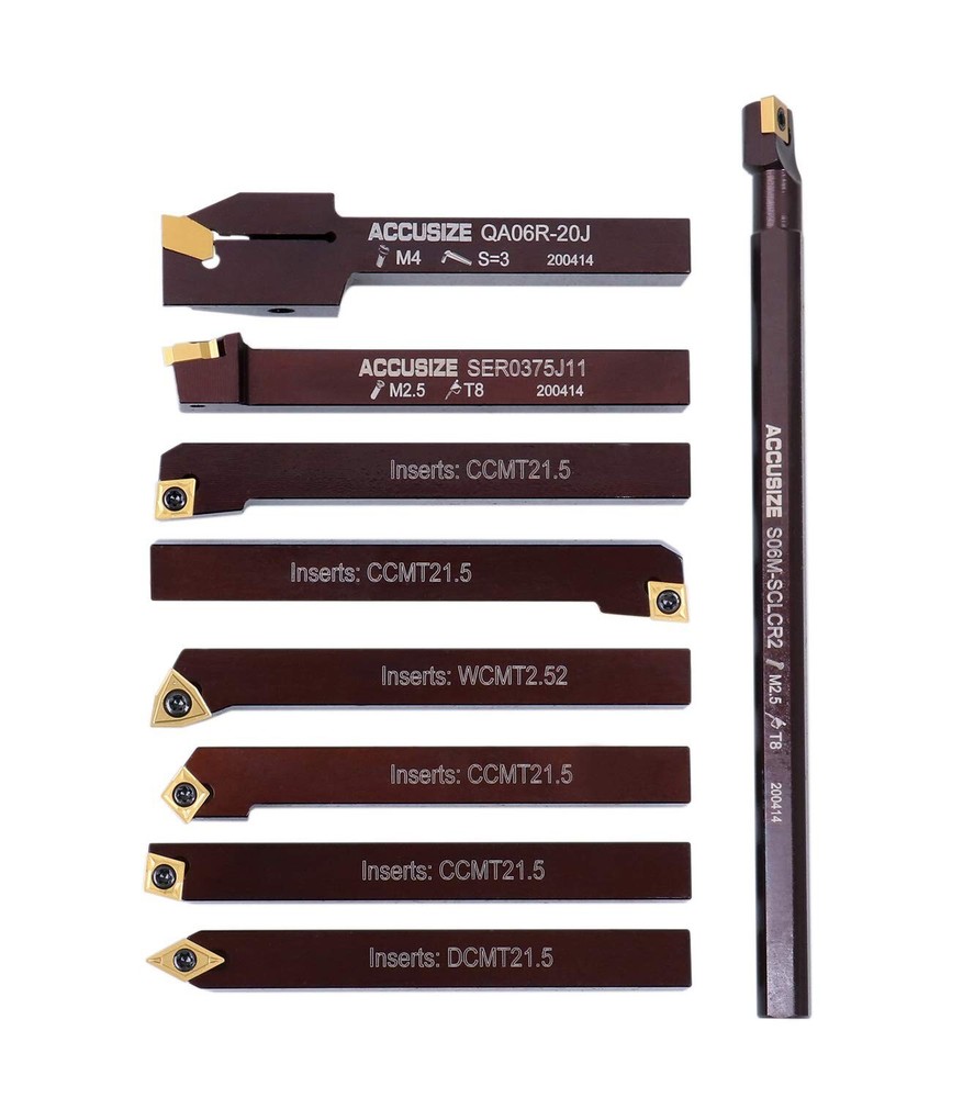 3/8" 9 Pieces/Set, Indexable Carbide Turning Tools and Boring Bar,