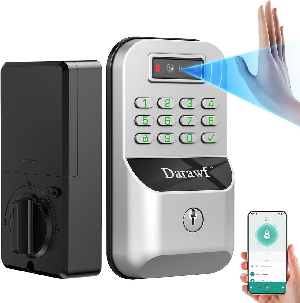 Smart WiFi Deadbolt - Palm Vein Recognition, Remote Control, Auto Lock