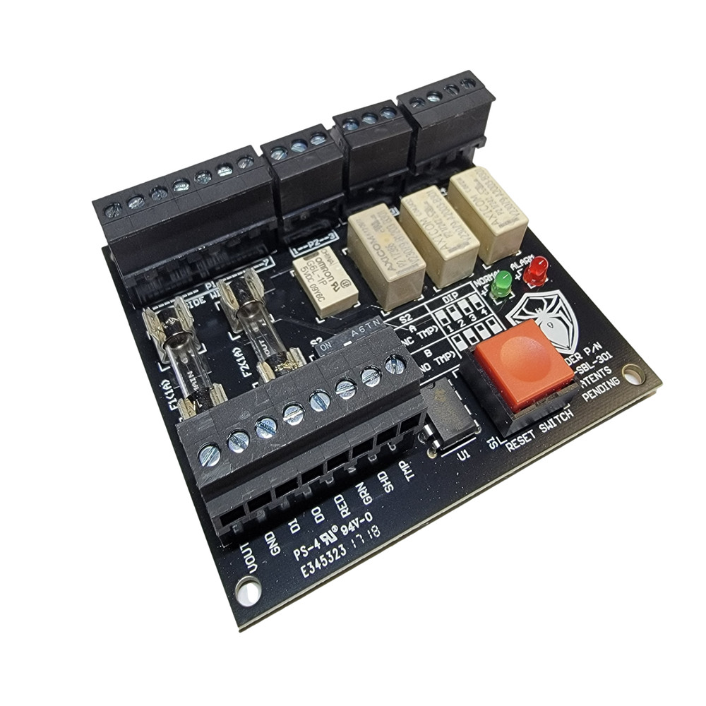 Spider Latching 12VDC DPDT Relay Module / Panel Mounted / Pulse Trigger / LED