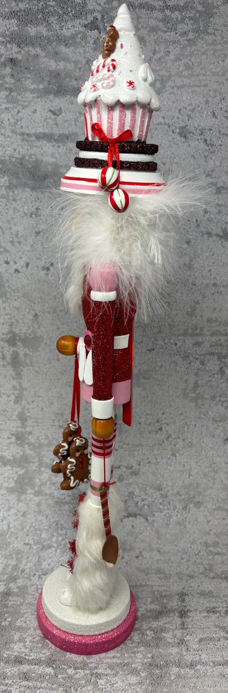 Adler Nutcracker Candy Gingerbread Cupcake Hat Pink Red Glitter Decor