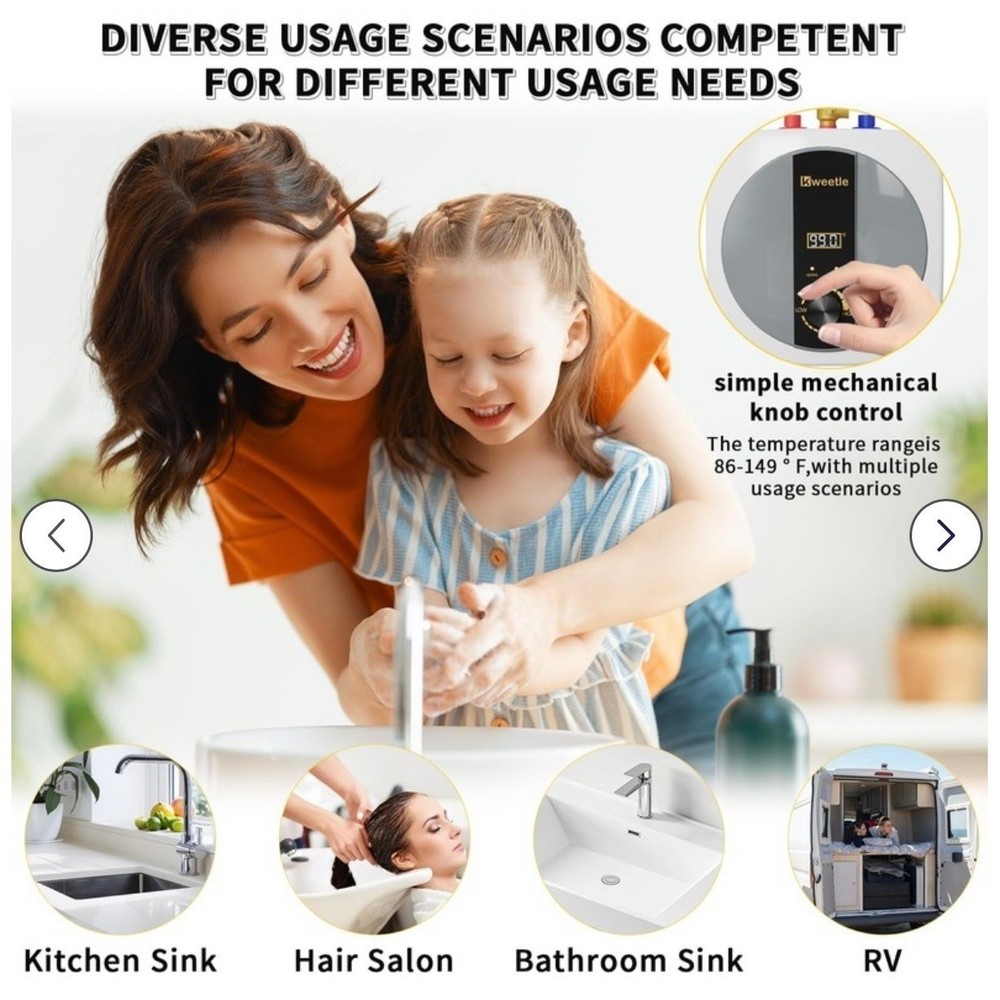 Kweetle 2.5 Gallon Mini Tank Instant Water Heater 1500W Digital Display 86-149F