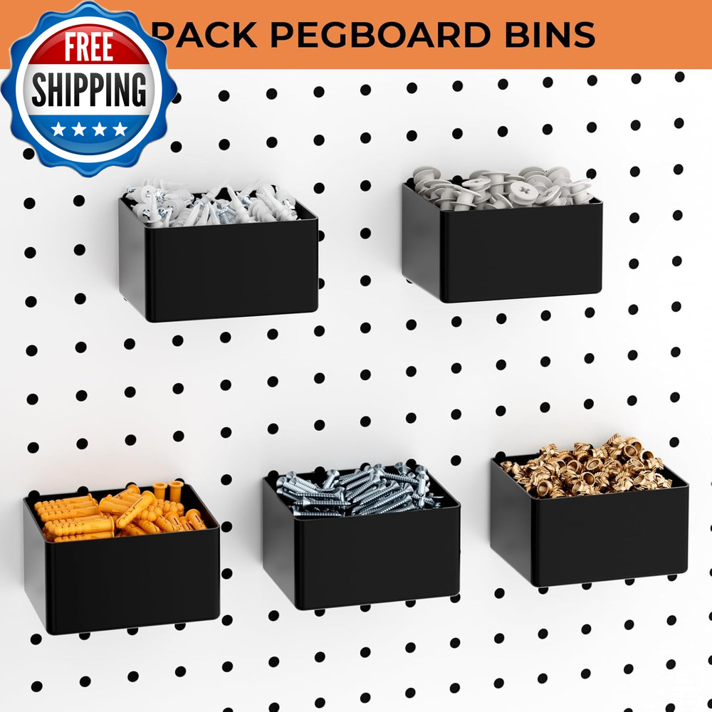 120PCS Pegboard Accessories Organizer Kit, Peg Board Hooks Assortment with Bins