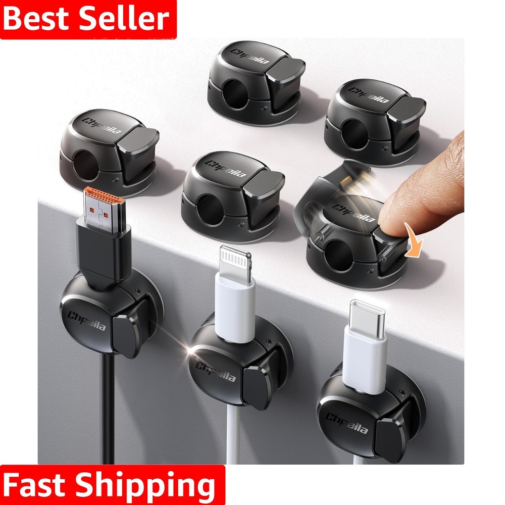 8Pack Cord Organizer [Dual Spring & Clasp, Max Secure] Cable Clips - Cable Ma...