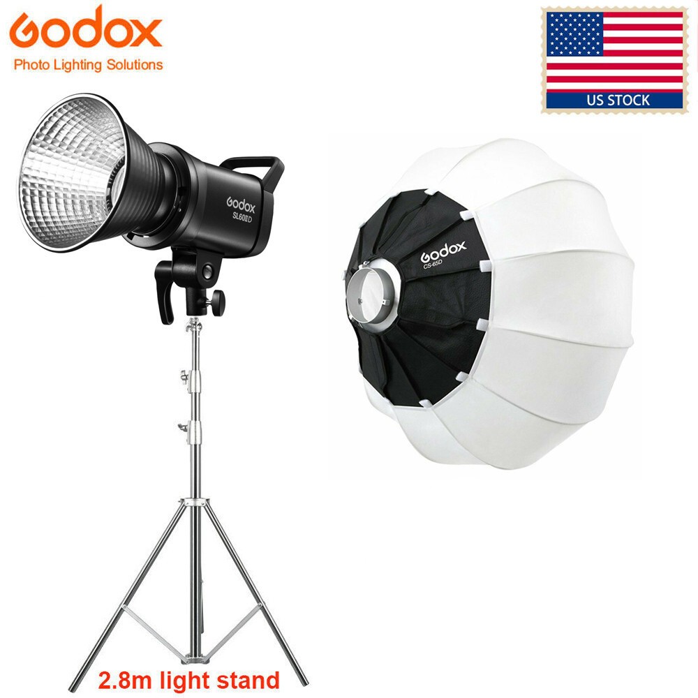 US Godox SL60IID COB LED Video Continuous Light+65cm Lantern Softbox Stand Kit