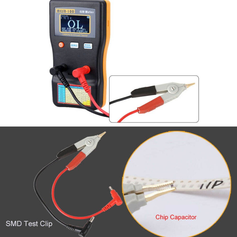 MESR-100 Handheld Capacitance Ohm Meter Cap Resistance Capacitor Circuit Tester