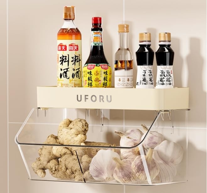 Multi-Functional Wall Mounted Organiser, Stick-On Transparent Shelf, No Drill...