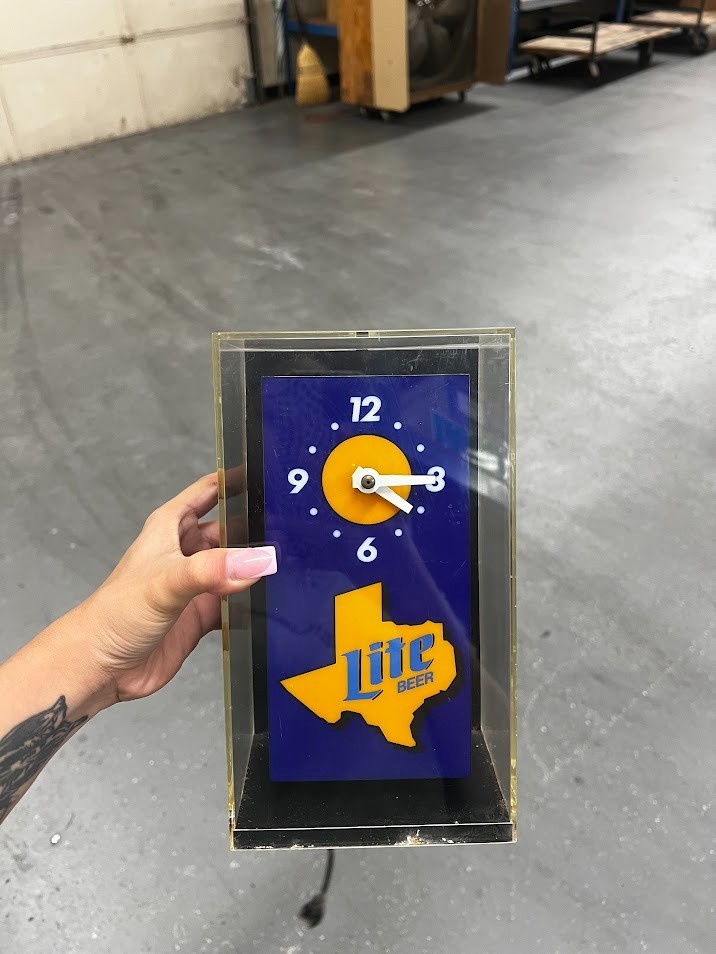 Vintage MILLER LITE Cubic Table Clock & Light