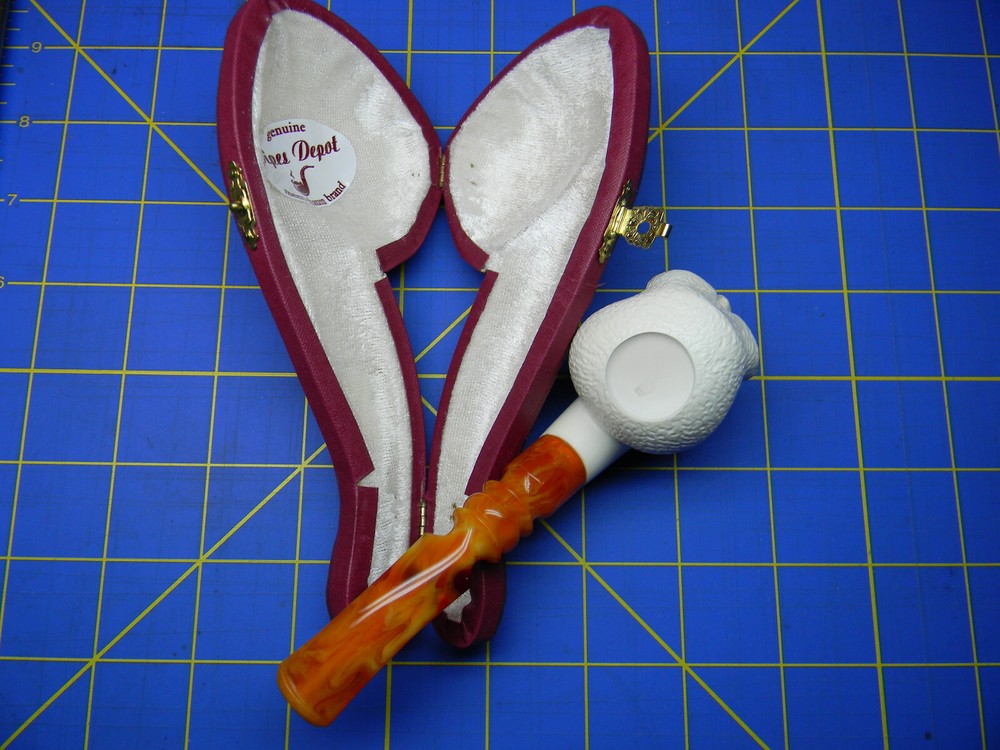Meerschaum Skull Pipe Unused with Case
