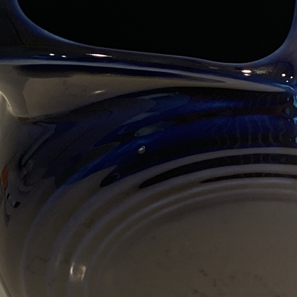 Vtg 7” Midnight Cobalt Blue Disk Pitcher