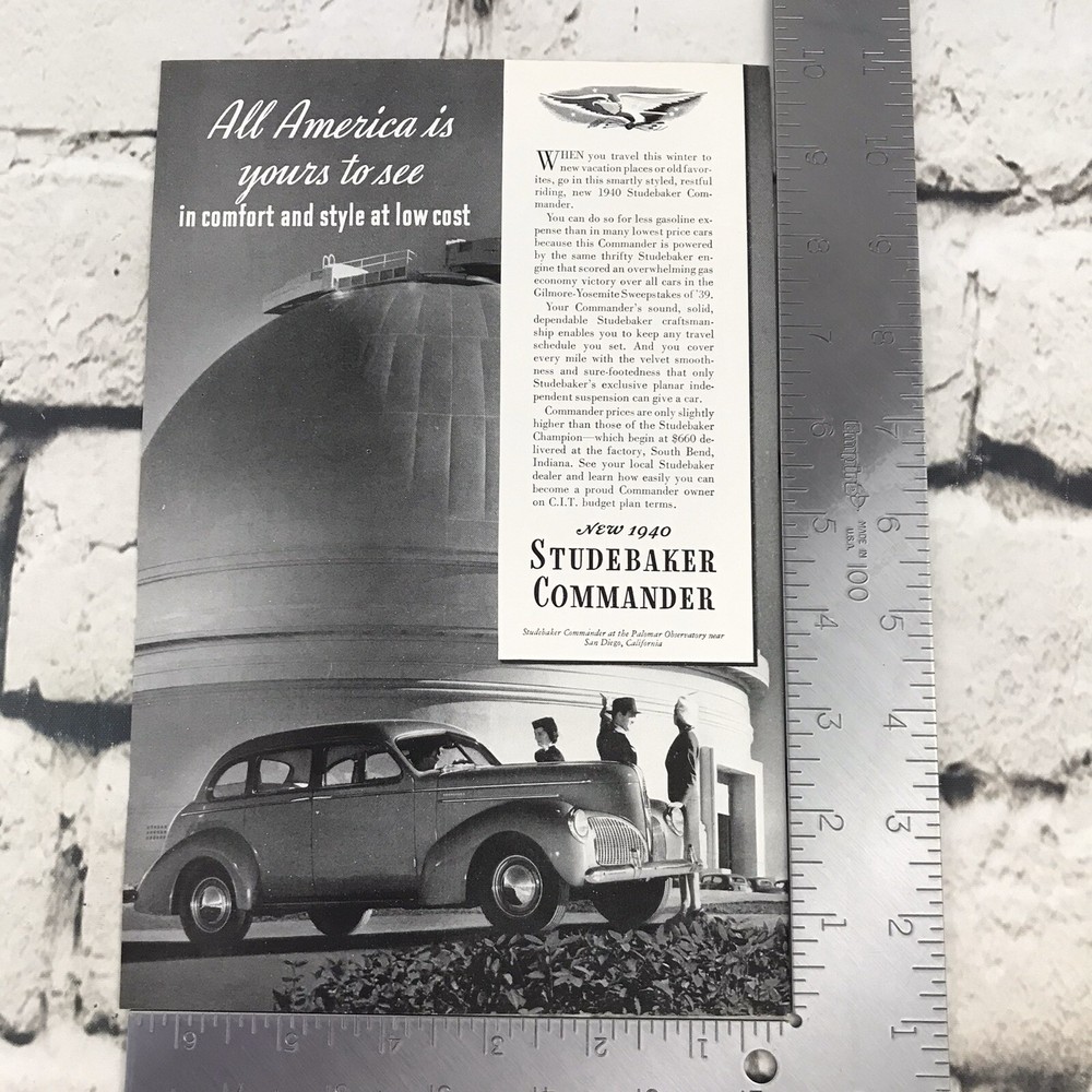 Vtg 1939 Print Ad Studebaker Commander Automobile Advertising Art