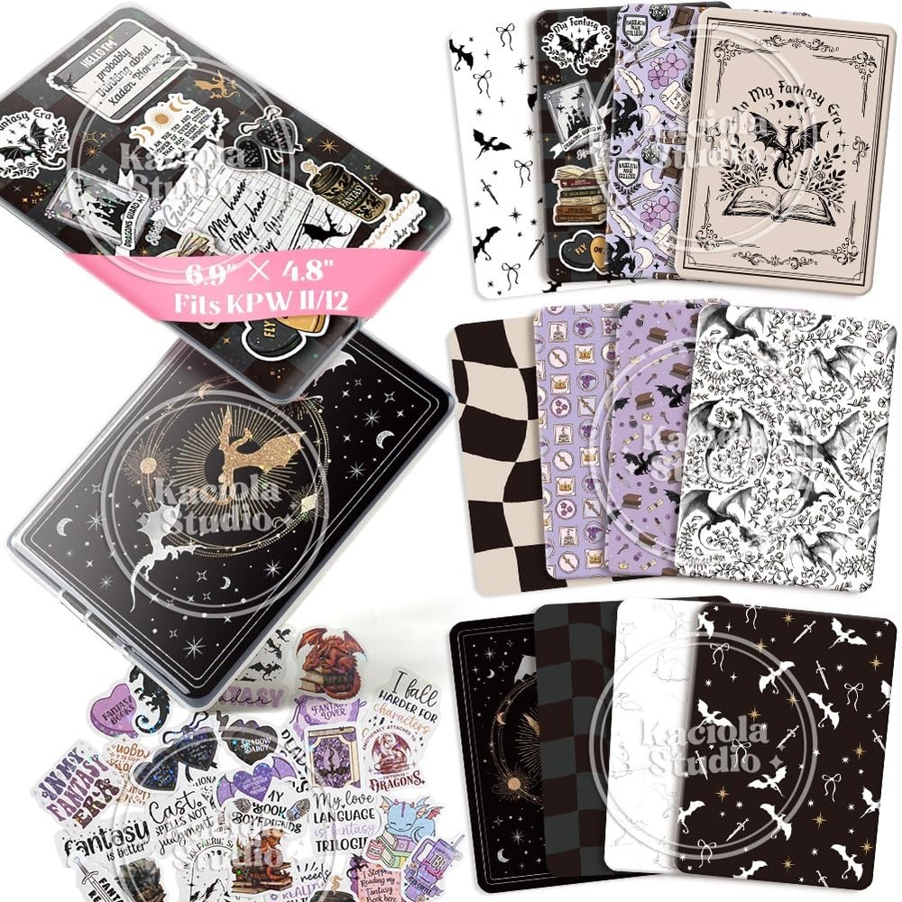 12PCS Inserts Cardstock for E-Reader, 50PCS Stickers for Clear Case Insert, 6...