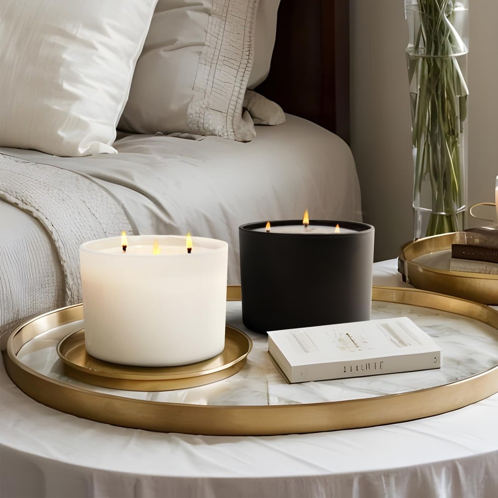 6 PCS 18 Oz Thick Candle Jars Making Candles Empty Wood Lids Sample Container