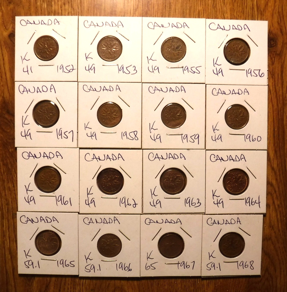 CANADA SMALL CENT COLLECTION 61 COINS 1929 THUR 2007