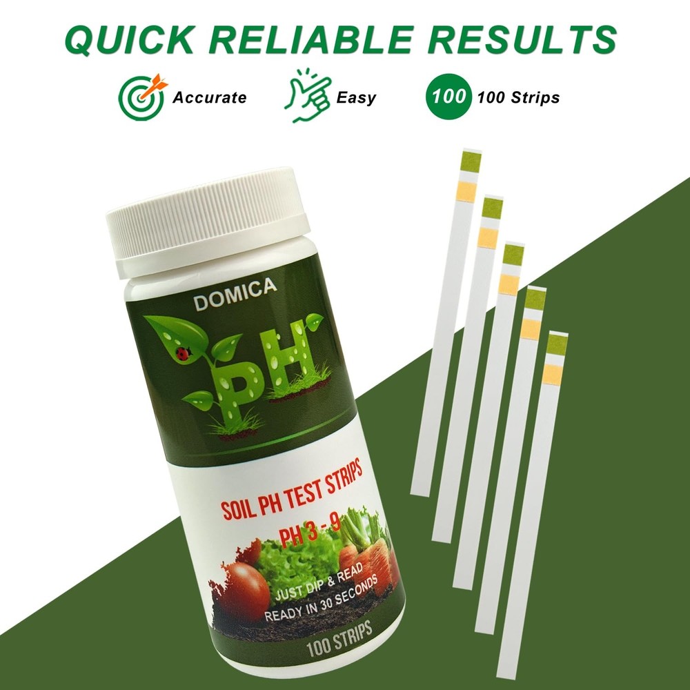 100 Soil pH Test Strips (pH 3-9) Testing Paper, Mud Tester for...