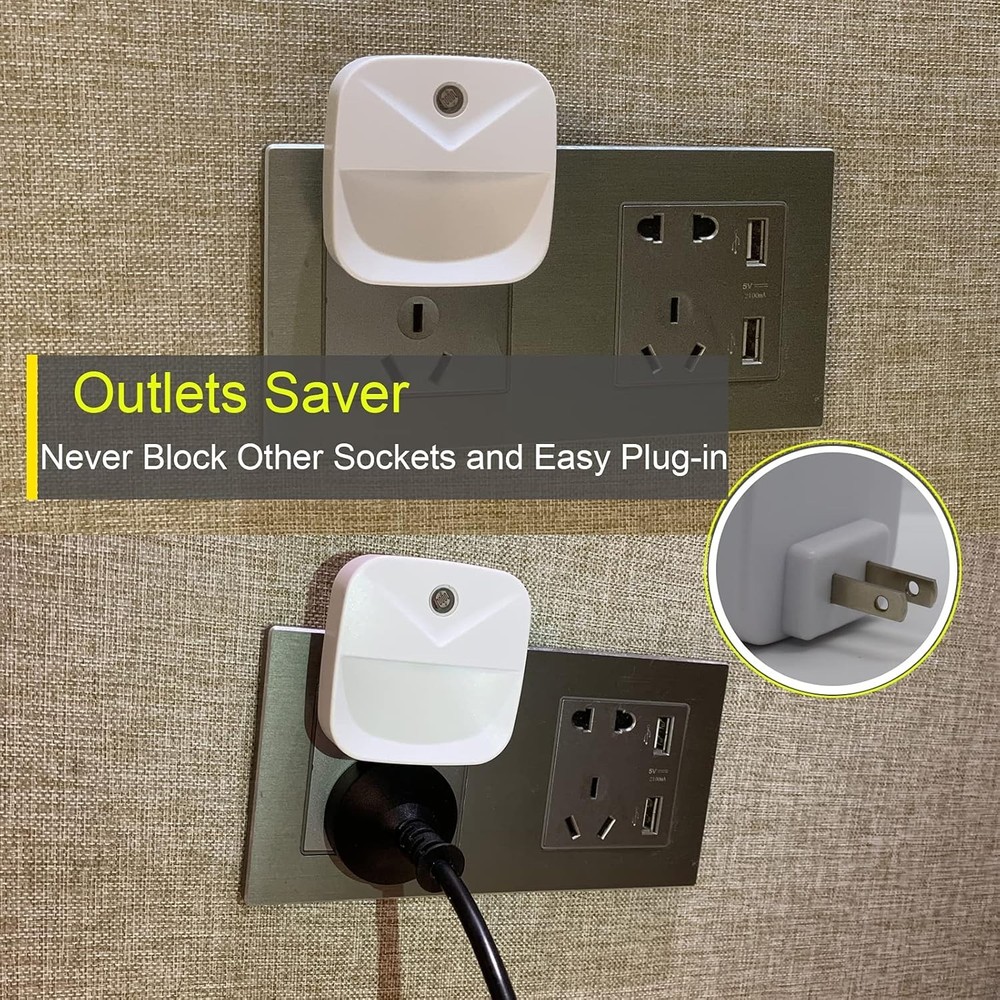 Plug-In Night Light LED Motion Sensor Activated Bathroom Kitchen Hallway 6-Pack