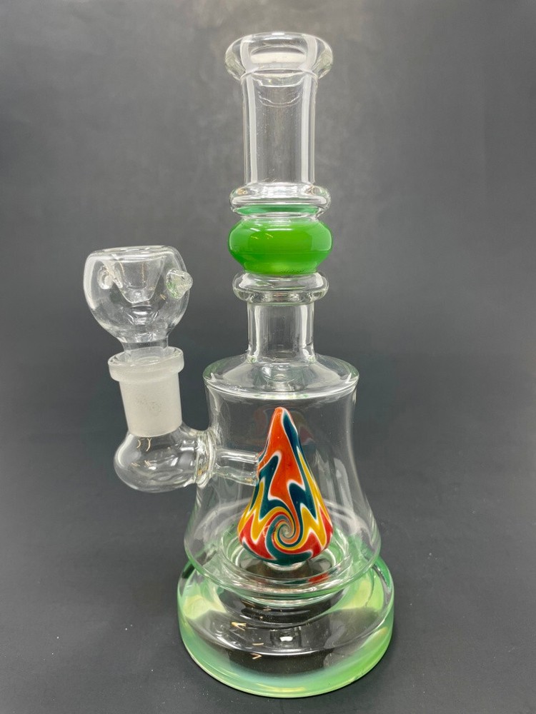 Hookah Water Pipe Glass 8" Green Single Mountain Percolator Bong