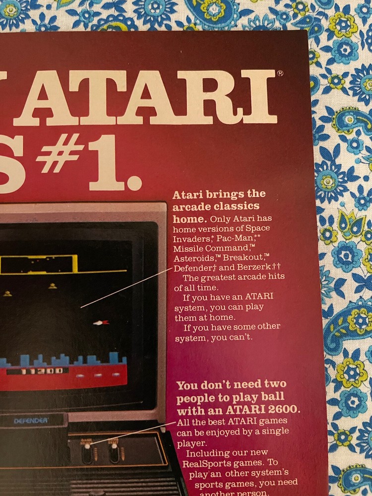 Vintage 1982 Atari Print Ad Why Atari Is #1 Ad Only