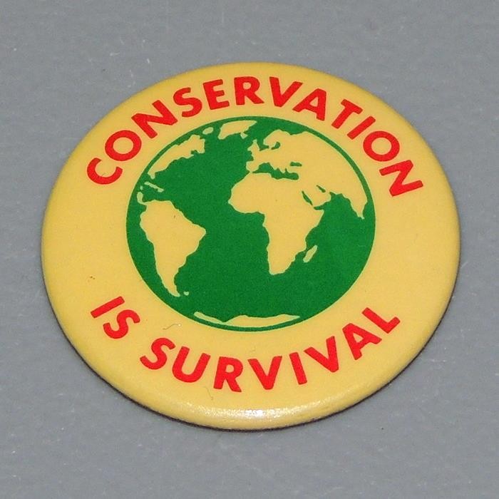 Conservation is Survival 1983 UK Environmental Hippie Cause Pinback Button