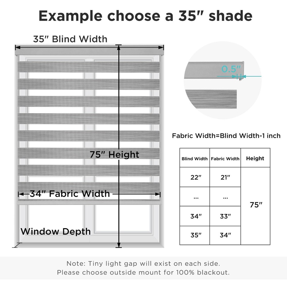 Cordless Zebra Blinds for Windows, Dual Layer Light Control Window Blinds wit...