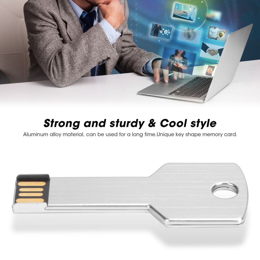 Cool Key Shape USB Flash Drive For Fast File Storage In Computer Silver