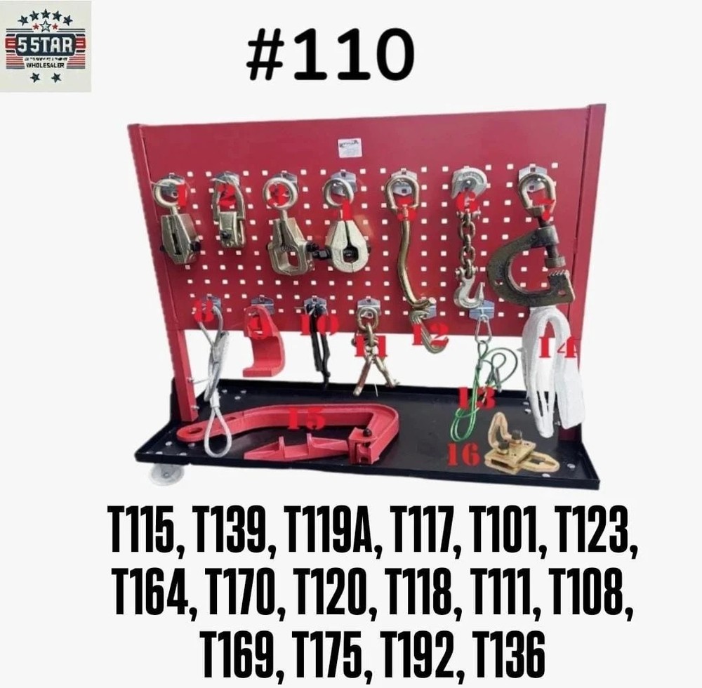 Set# 110 16pcs Deluxe Auto Body Frame Repair Pull Clamp & Dent Puller Hook Set