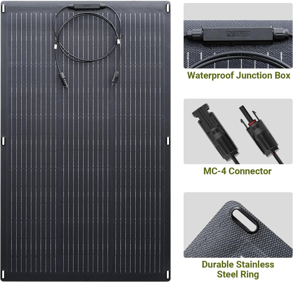 ALLPOWERS 100W OR 200W Flexible Mono Solar Panel Efficiency IP68 Solar Off Grid