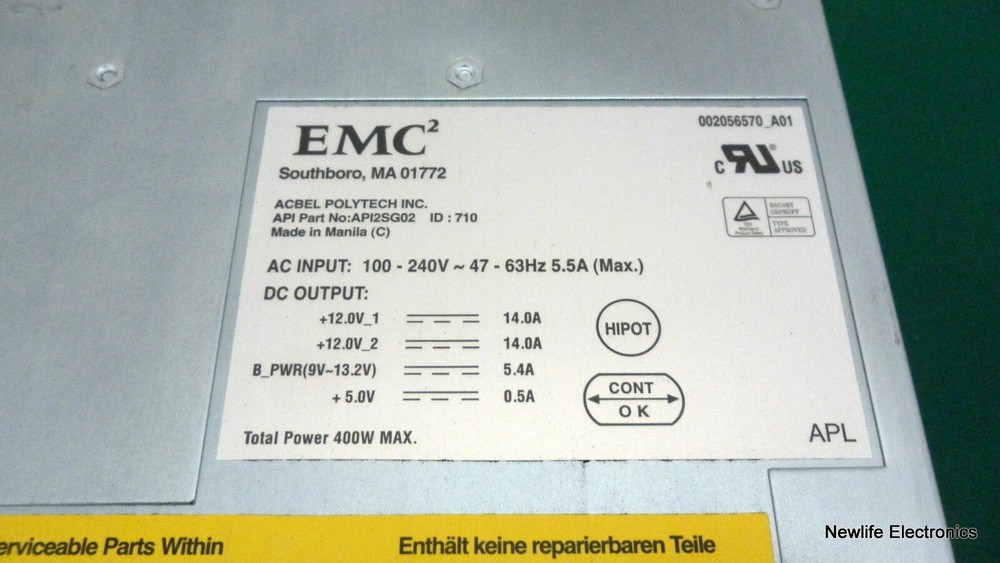 EMC 118032322 400W Power Supply