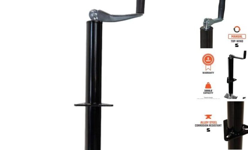 Top-Wind A-Frame Trailer Jack with Rectangular Footpad | 5000 lb TW w/ Footpad