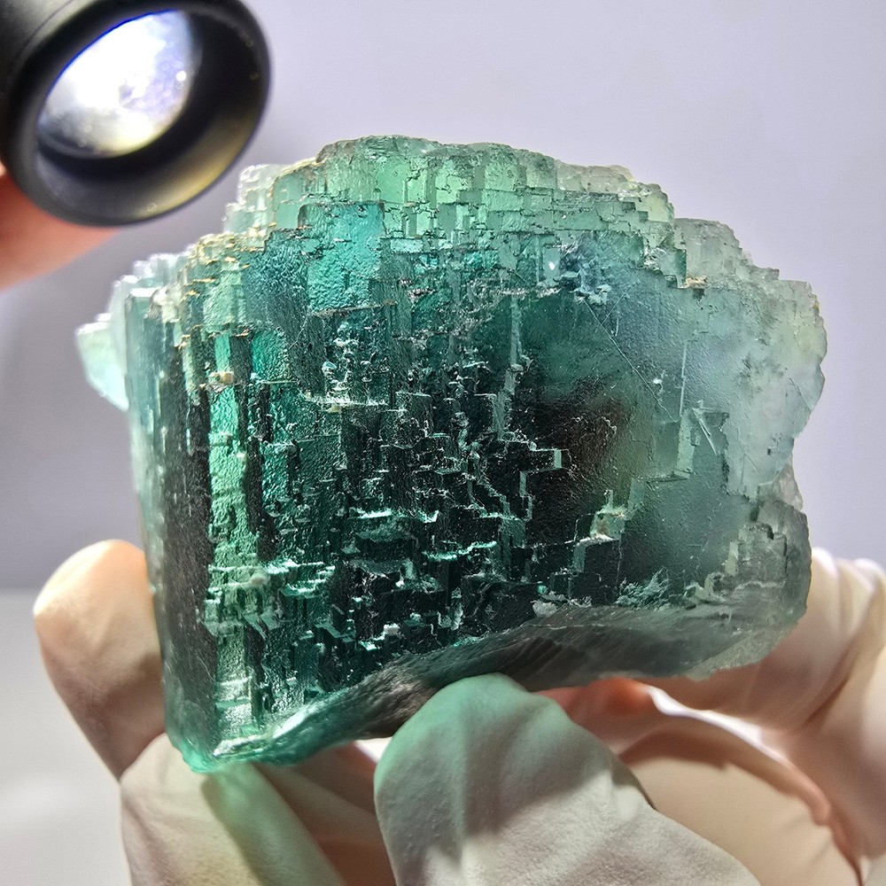 Clear Phantom Fluorite Cube Specimen, parquetted green Okorusu, Namibia