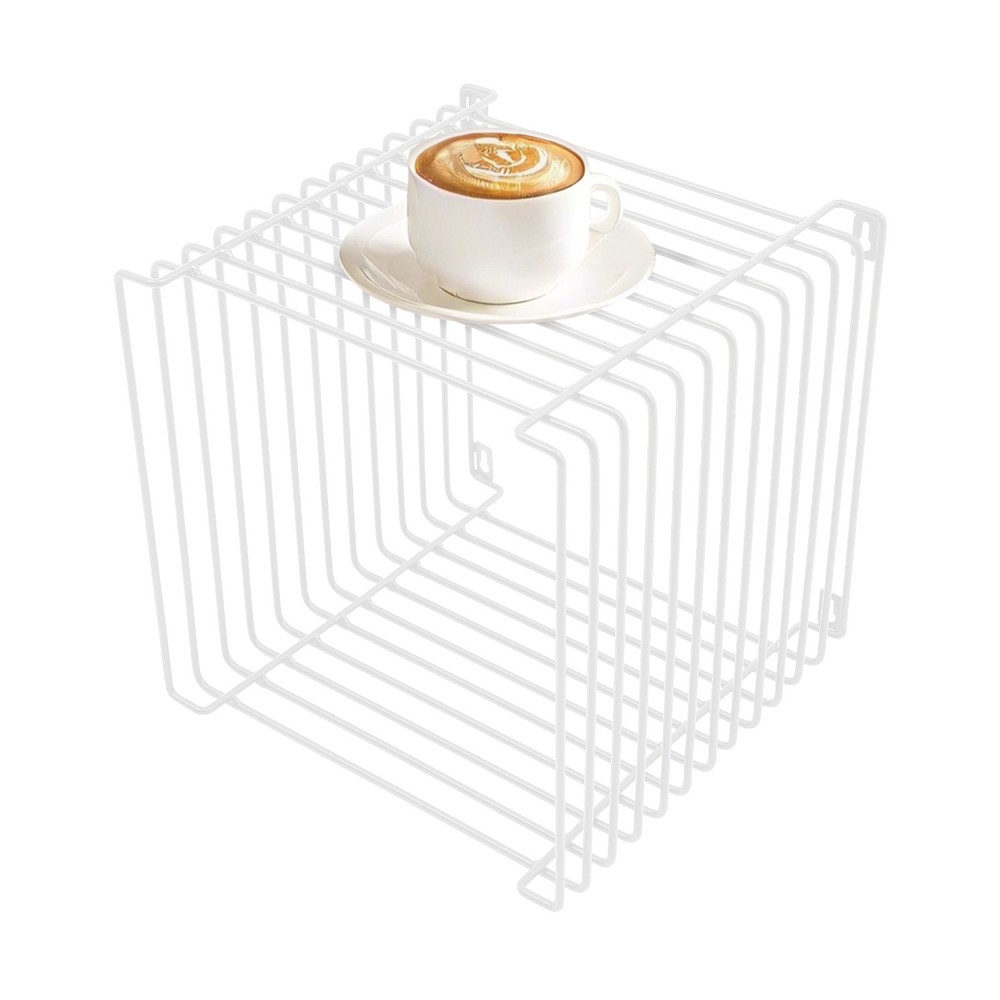 Side Table, Square Geometry Side Table, Linear Metal End Table