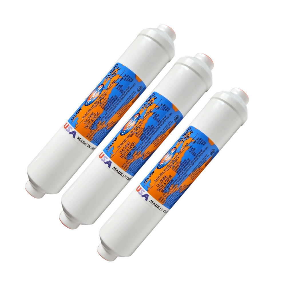 Omnipure CL10ROT33-C GAC Inline Filter,  Carbon GAC - 10 x 2  3/8"FPT Filter 3PK