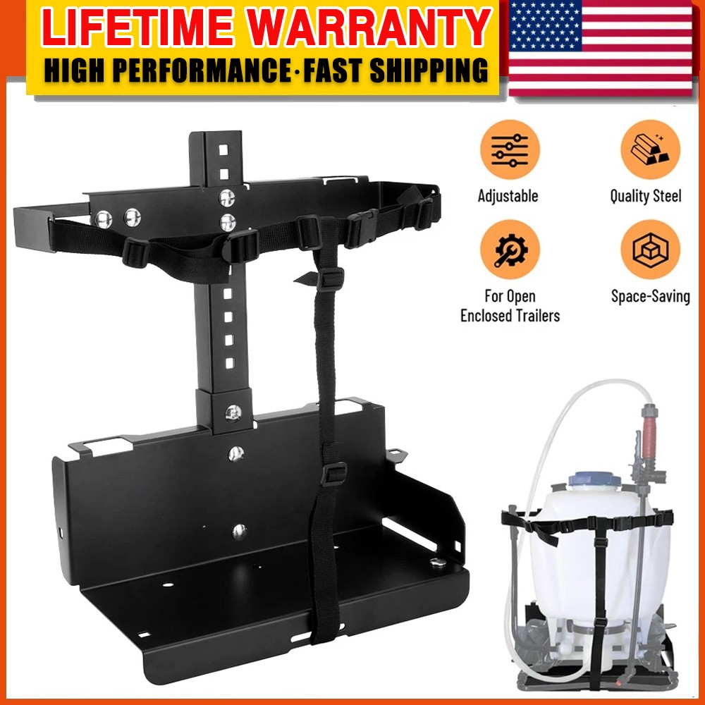 Adjustable Backpack Sprayer Rack Black for Landscape Trailers/Enclosed Trailers