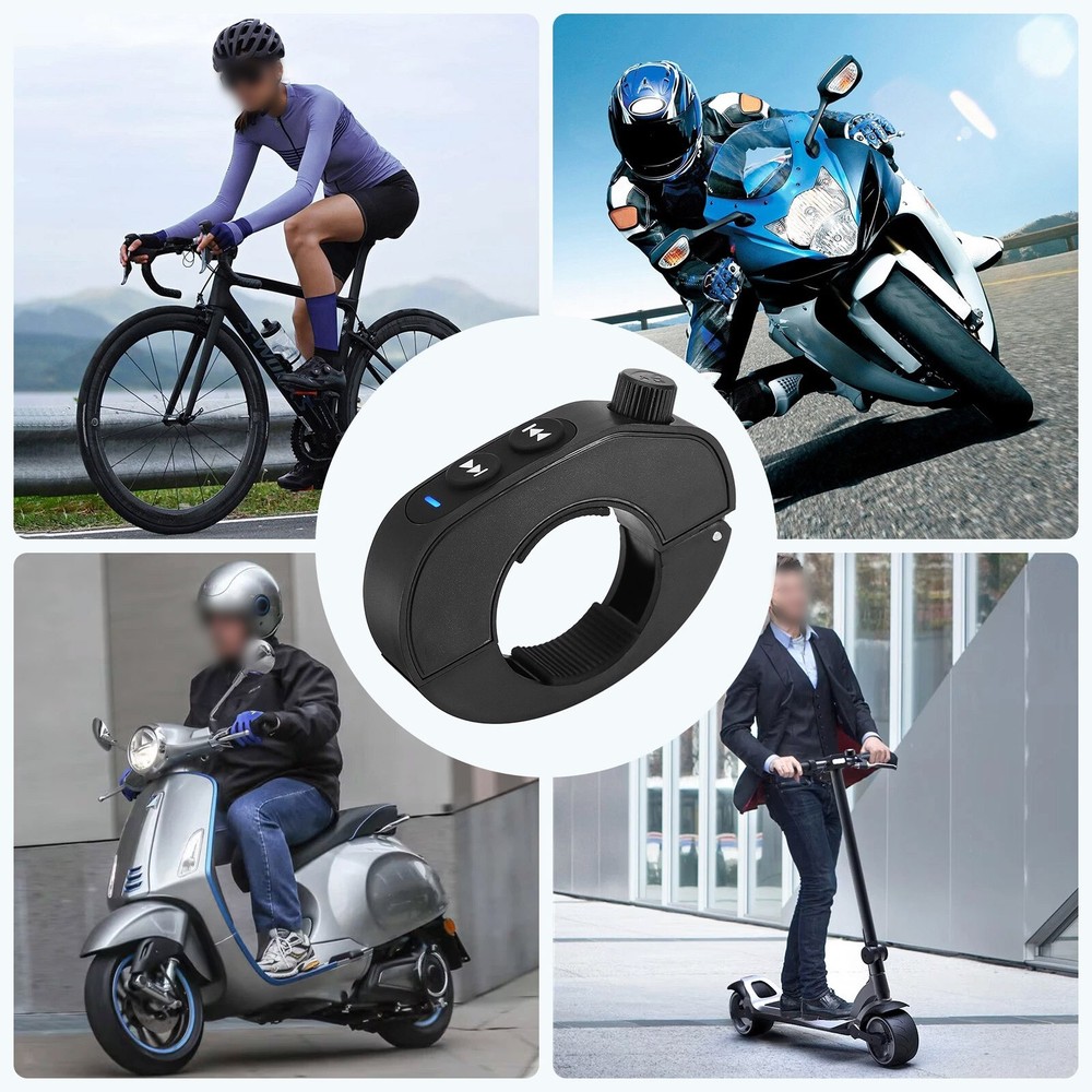 Black Wireless Bluetooth Media Button Remote Controller For Motorcycle Handleb5w