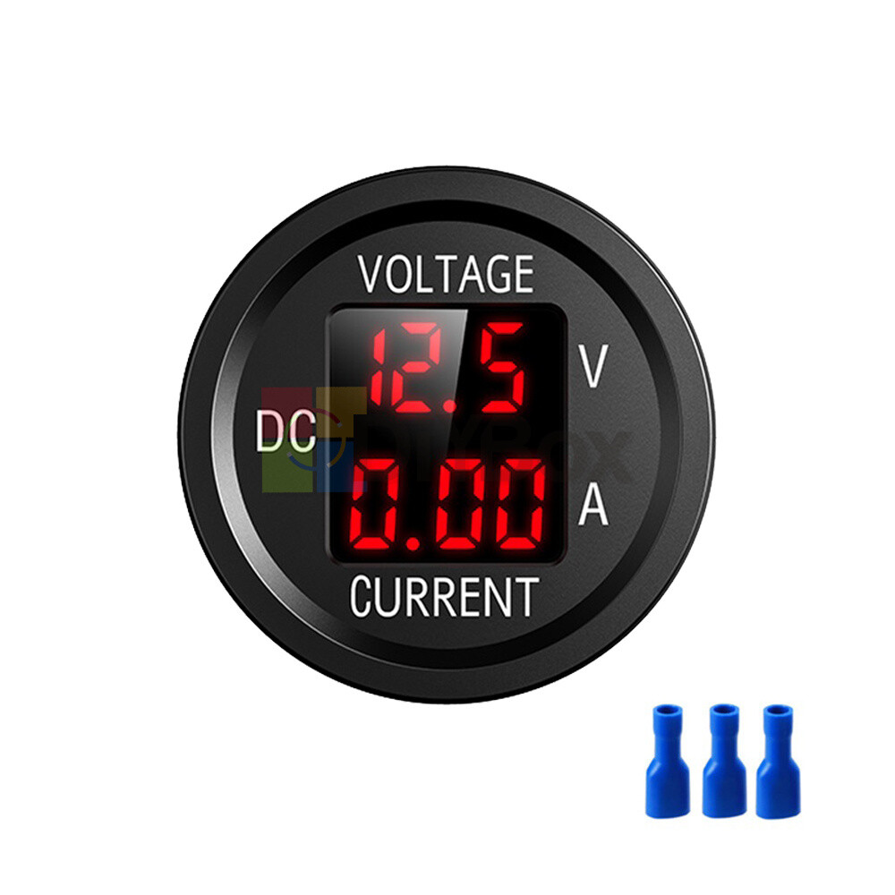 5V-48V 0-10A Dual Voltage Round LED Volt Panel Digital Voltmeter Ammeter For Car