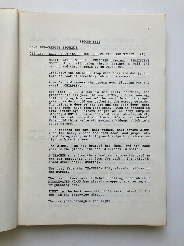 SECOND BEST (1994) ORIGINAL 1st DRAFT SCRIPT. WILLIAM HURT. NOT A REPRODUCTION