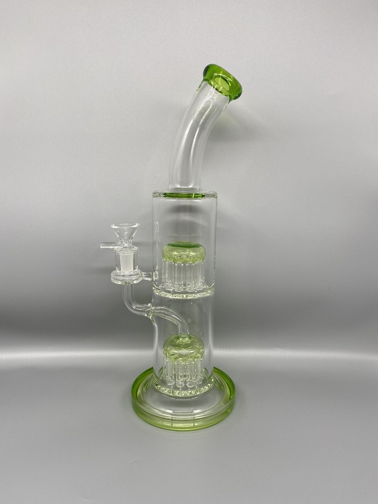 14” Hookah Water Pipe  Double Arms Chambers Thick Glass