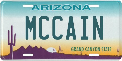Senator John McCain Arizona License plate