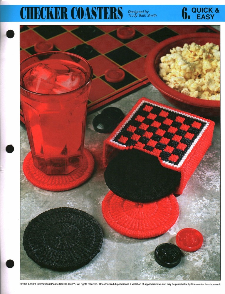 Checker Coasters | Annie's Plastic Canvas Club Quick & Easy PCC307-08