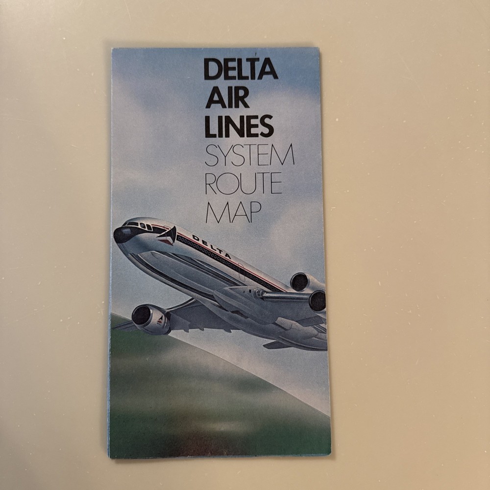 Vintage Delta Air Lines System Route Map Fold-Out + Post Cards
