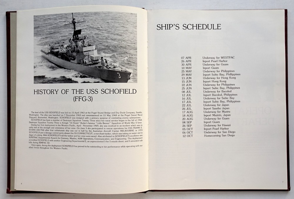 USS SCHOFIELD FFG-3 1982 WESTPAC CRUISE BOOK
