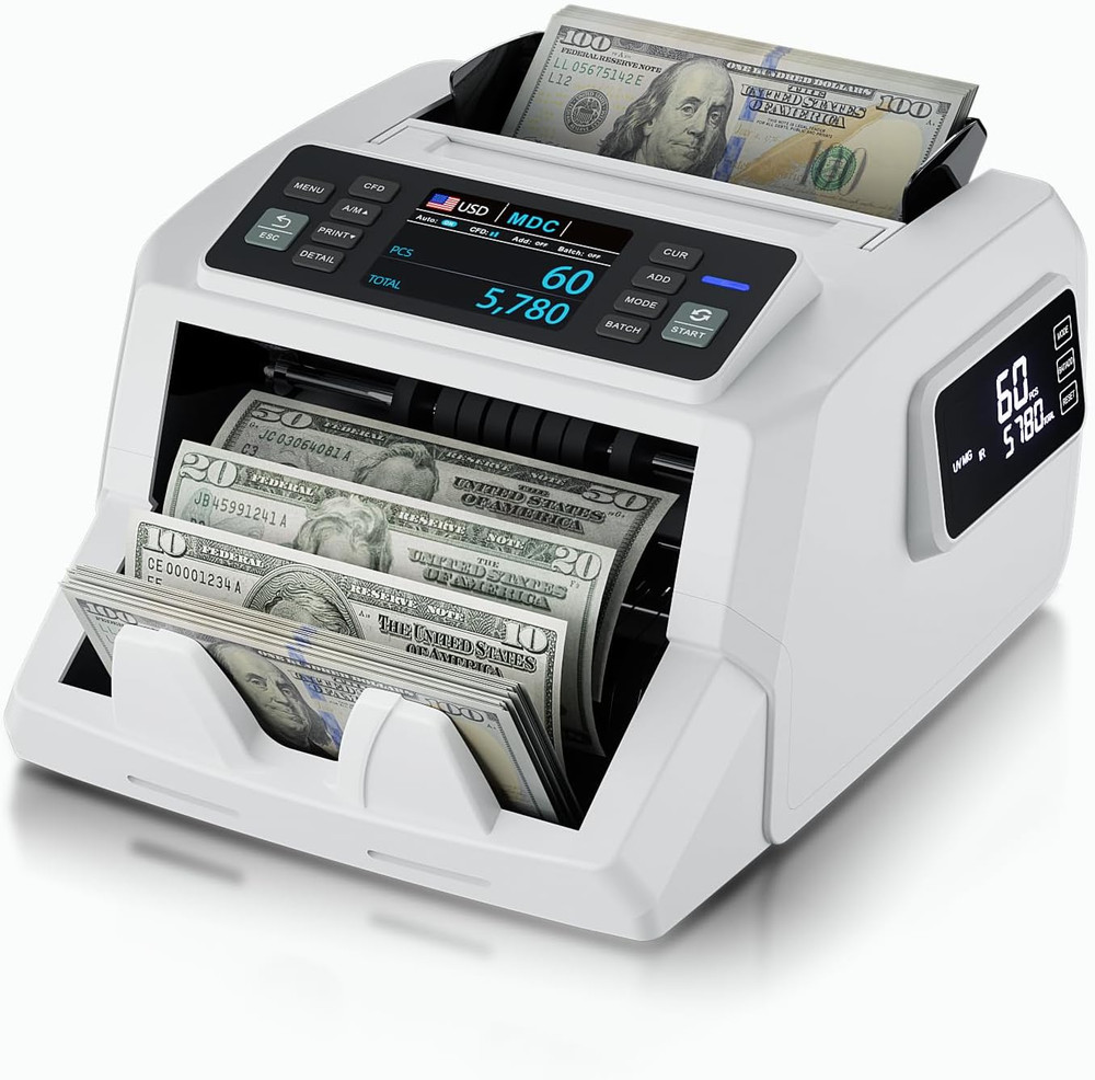 Money Counter Machine Mixed Denomination, Dual-Display Mixed Denomination Value