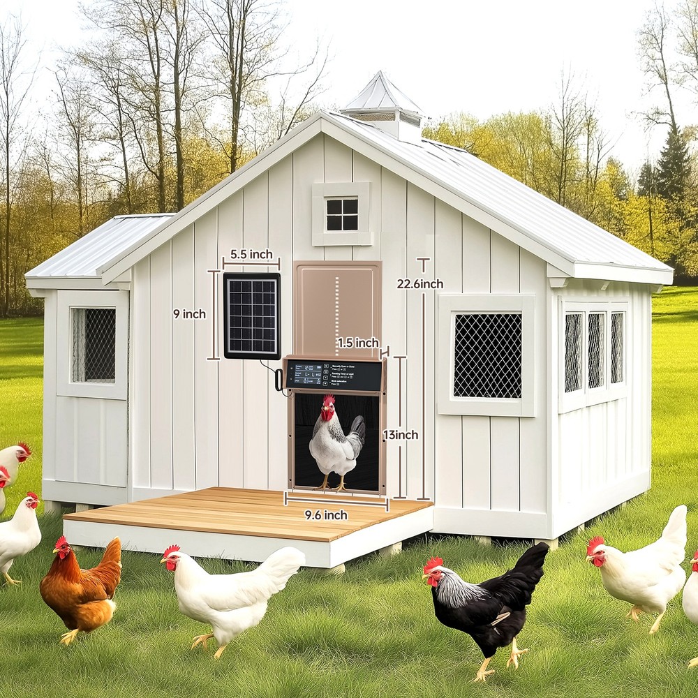 Automatic Chicken Poultry Coop Door w/Timer/Light Sensor/Alert System/LED Screen
