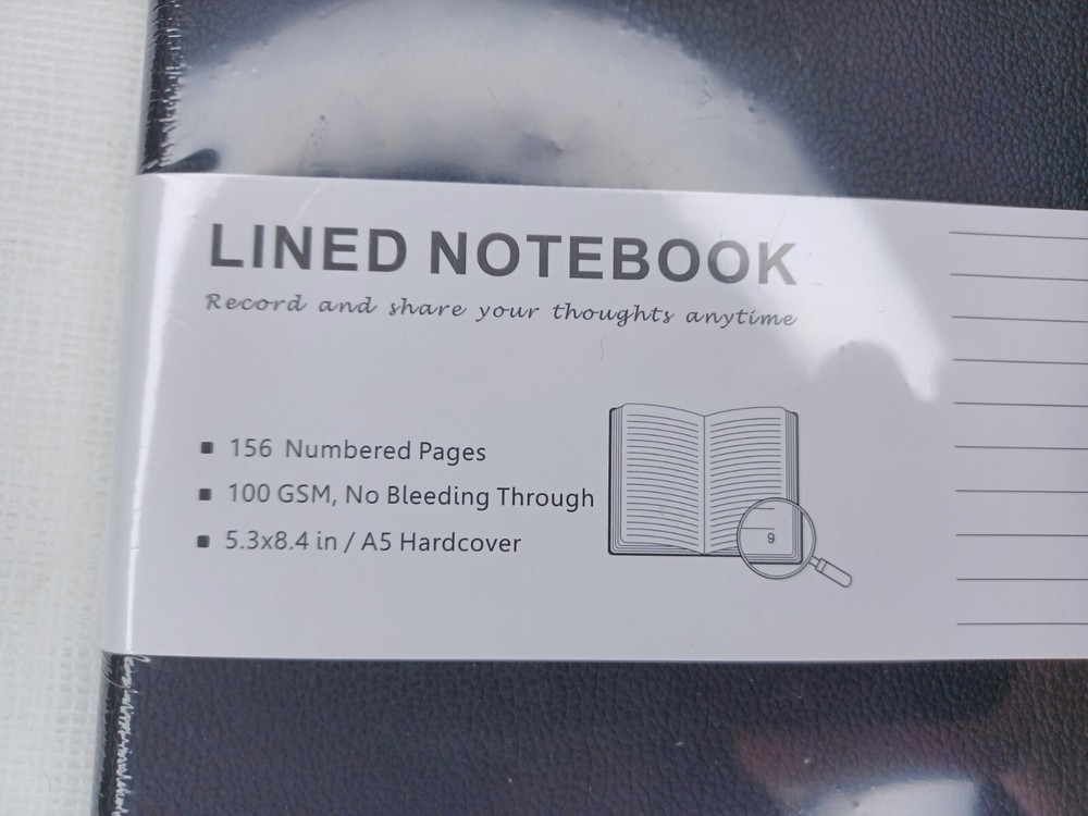 Black Faux Leather Lined Notebook Journal 156 Numbered Pages